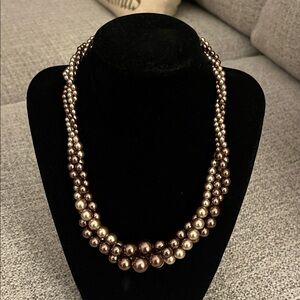 Vintage Roman Triple Strand Faux Pearl Necklace